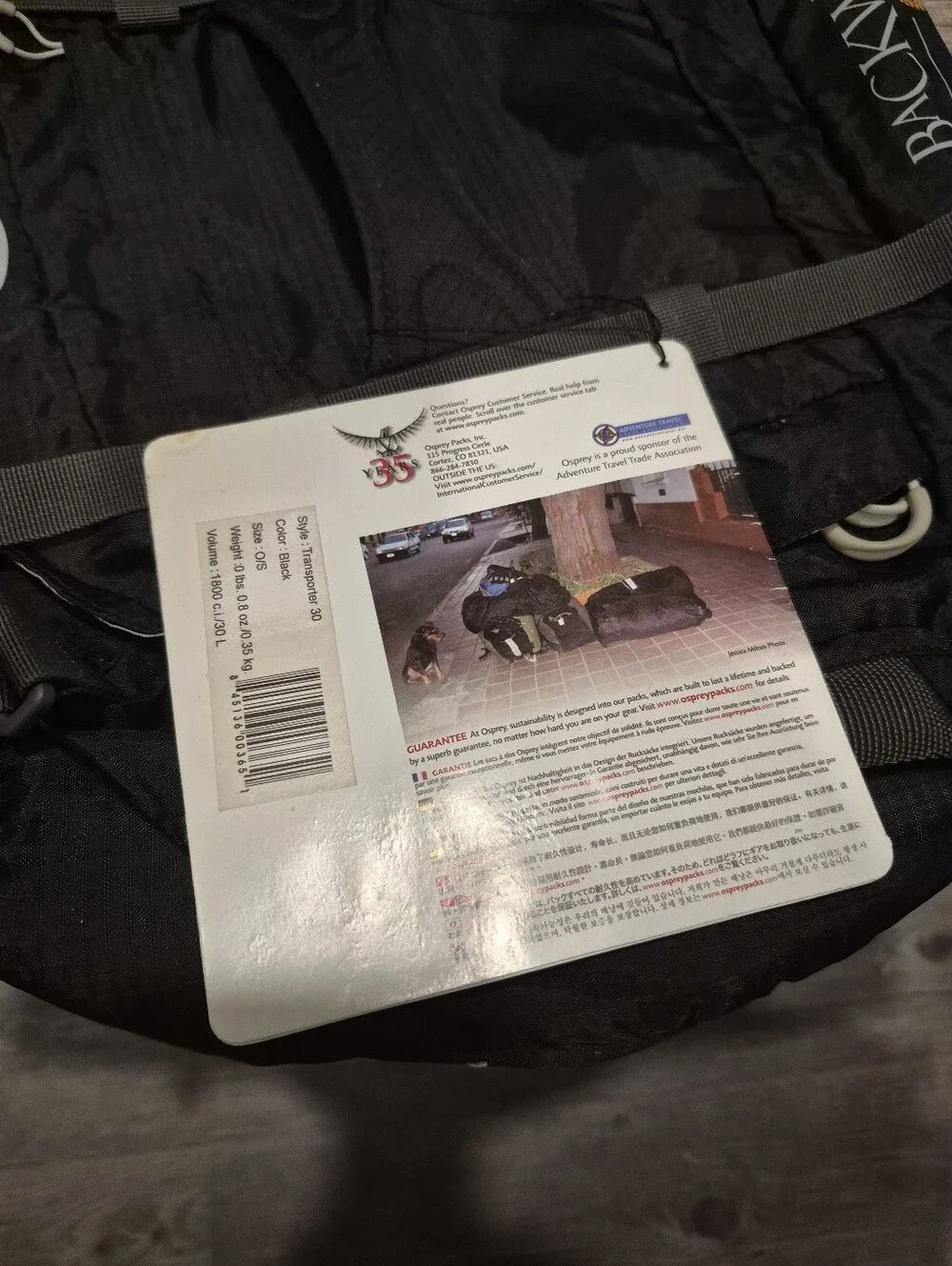 Osprey Transporter 30 Duffel Bag 30L Black Backwoods NWT New w Tags